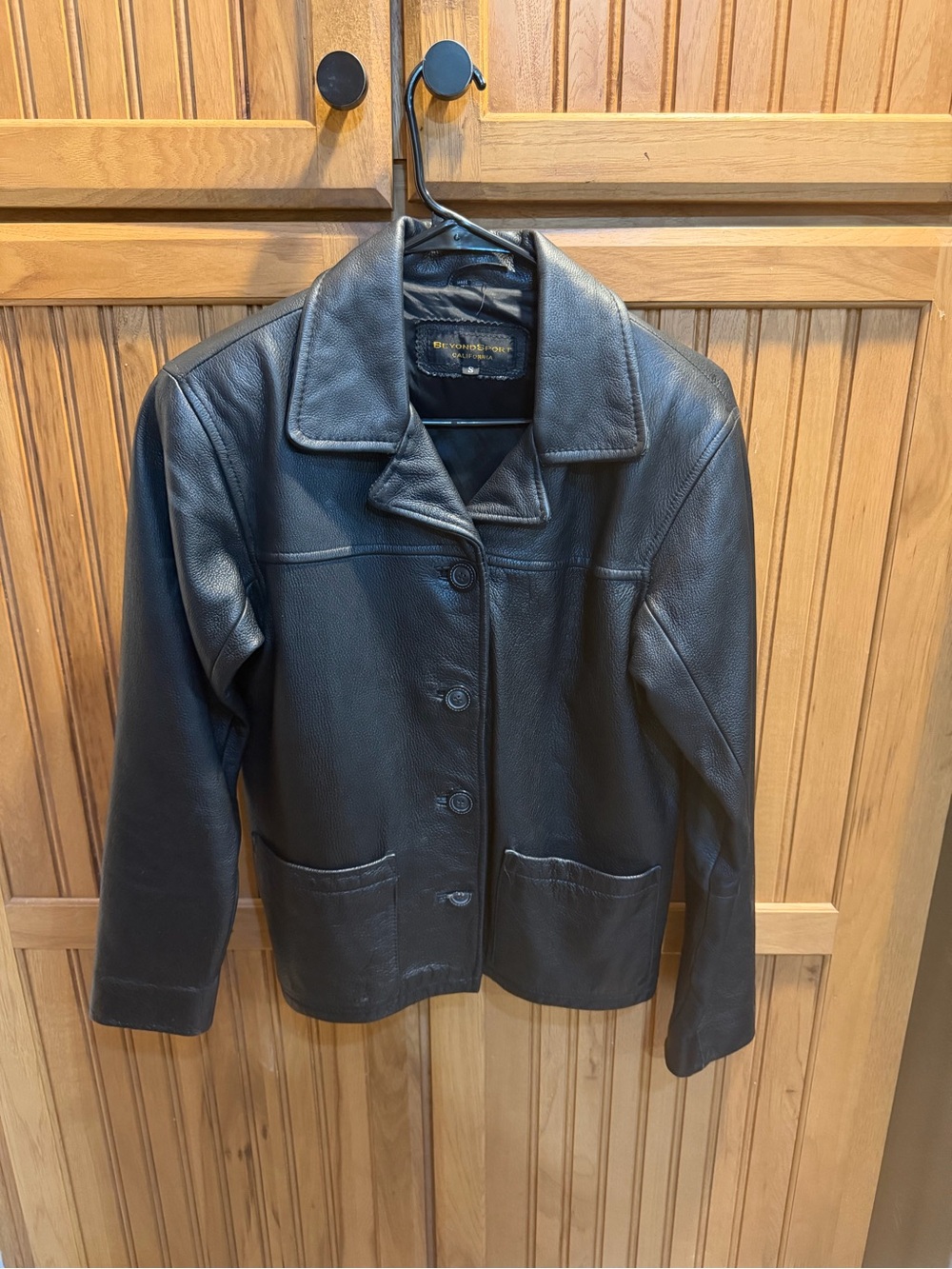 Classic Black Leather Button-Up Jacket